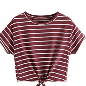 Red shirt with white stripes